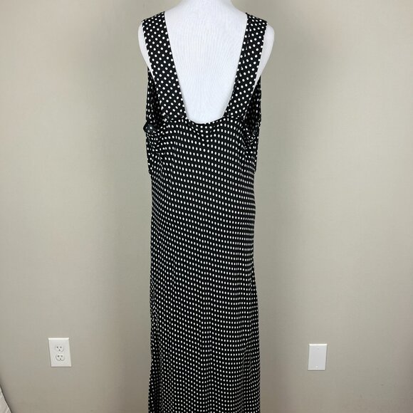 Reformation Beauden Midi Dress Womens 1X Black Polka Caviar Dot Ruched Crepe NEW - Picture 7 of 16